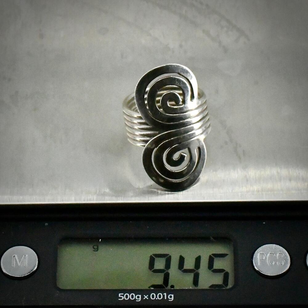 Vintage ATI Mexico 925 Sterling Silver Ring Modernist Swirl Size 6 9.4g - Picture 11 of 11